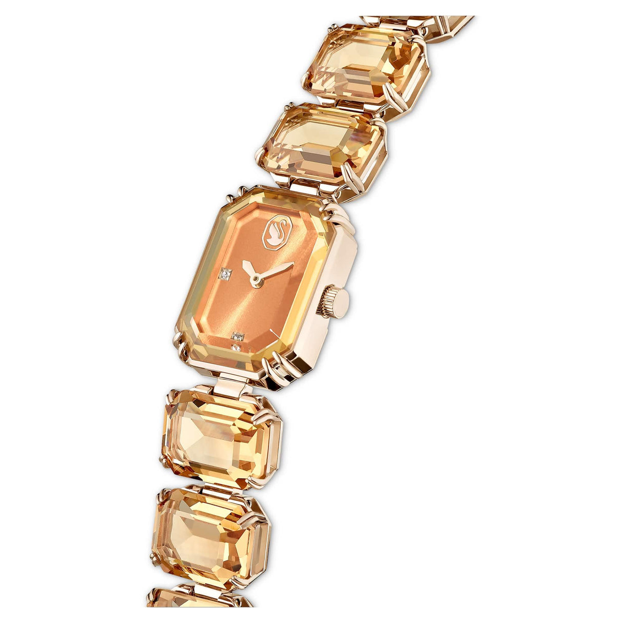 Swarovski Reloj, Pulsera de Talla Octogonal, Marrón, Acabado Tono Oro champán