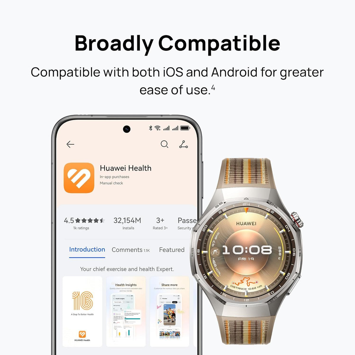 Huawei Reloj Inteligente Watch GT 6 Pro GPS de 46 mm, Pantalla táctil AMOLED de 1.47 Pulgadas, hasta 21 días de duración de la batería, Ciclismo de Nivel Profesional, más de 100 Modos Deportivos, iOS