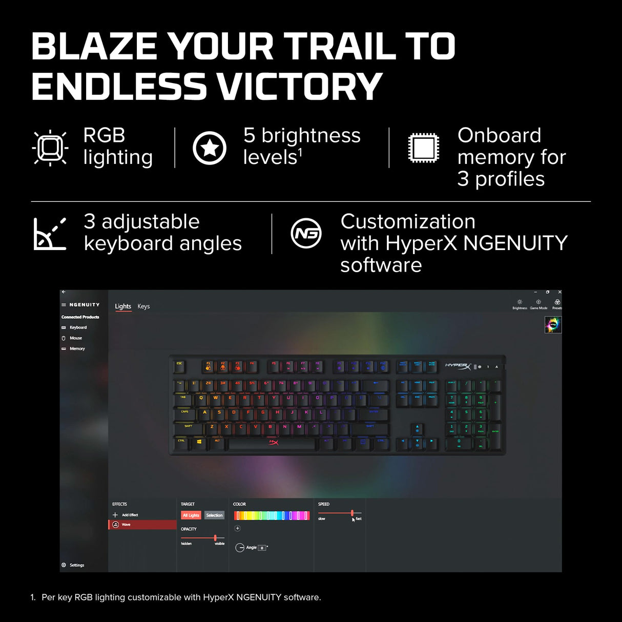 HyperX Alloy Origins – Teclado mecánico para juegos RGB, HyperX Aqua, (QWERTY – US Layout)