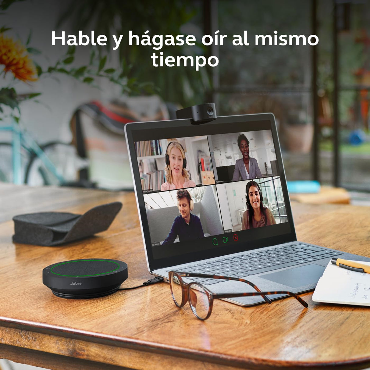 Jabra Speak2 55 Altavoz Inalámbrico Bluetooth - 4 Micrófonos, Cancelación de Ruido, 50 mm de Alto Alcance, Audio de Banda Ancha, Compacto y Portátil - Certificado para Zoom y Google Meet - Gris Oscuro