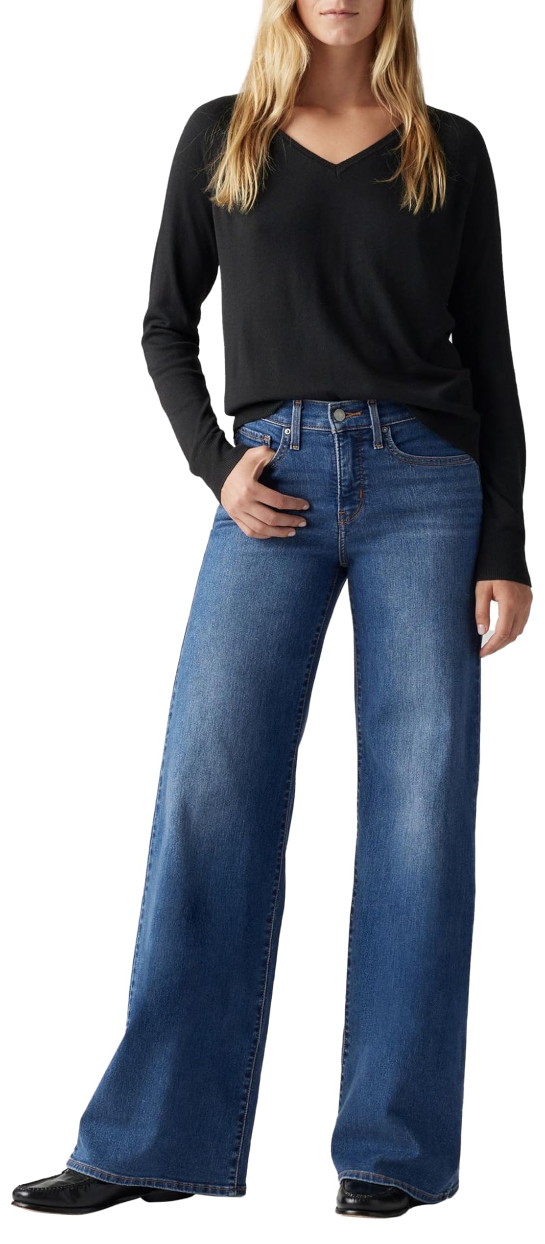 Levi's 318 Shaping Wide Leg Jeans, Clever Girl, 33W / 32L Mujeres