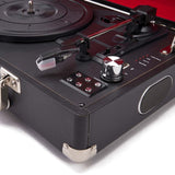 GPO Attache Tocadiscos para vinilos con diseño de maletín y altavoces integrados - Negro jet