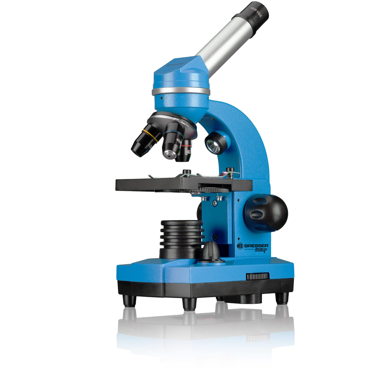 Bresser Microscopio para Estudiantes Biolux Sel con Soporte para Smartphone, Ricos Accesorios y Sistema de Zoom Barlow para niños, Principiantes y Adultos, Color Azul