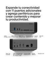 Belkin Hub USB-C, Base Dock USB c 11 en 1 Pro GAN 150 W, Docking Station con USB-C, USB-A, Ethernet, SD, MicroSD, Puerto 3,5 mm, Puertos HDMI 4K para Tres monitores, Compatible con MacBook Pro y más