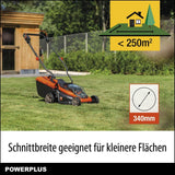 POWDPG75561-20 V - Cortacésped con batería de doble potencia (340 mm de diámetro, sin batería ni cargador, con soporte de césped y descarga trasera)