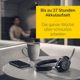 Jabra Evolve2 65 Auriculares Inalámbricos Estéreo PC con Cancelación de Ruido - Certificados para Microsoft Teams - Batería de Larga Duración - Adaptador Bluetooth USB-C - Negro