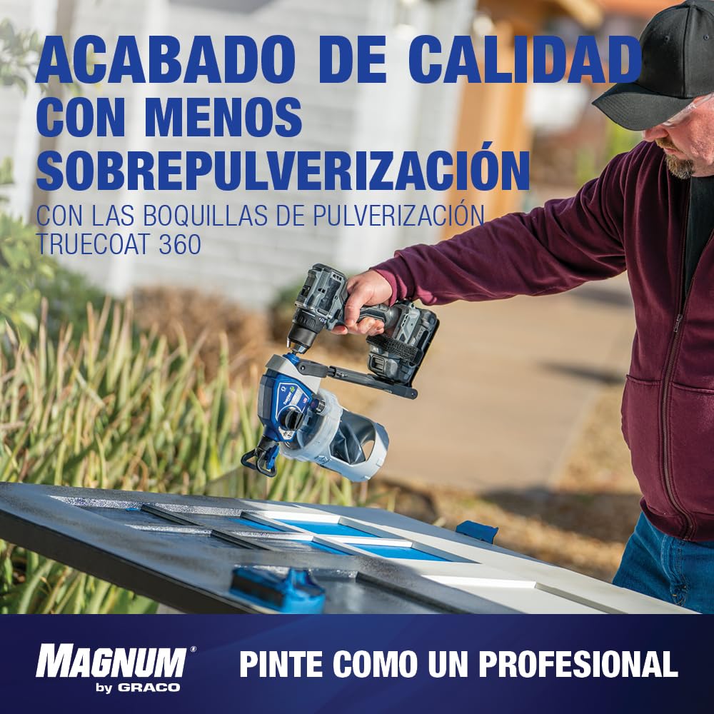 Magnum by Graco 26D361 TrueCoat 360 Cordless Connect, pulverizador de pintura airless portátil sin cable, pulverizador para taladro, uso doméstico, pequeños proyectos decorativos (presión máx 138 bar)