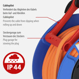 Brennenstuhl Garant CEE IP44 Carrete de cable de camping (CEE Carrete con cable de 25 m H07RN-F 3G2,5 en naranja, Carrete de cable para uso permanente al aire libre IP44, fabricado en Alemania)