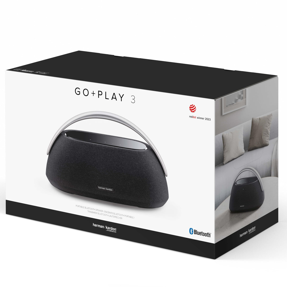 Harman Kardon Go Plus Play 3 Altavoz portátil, con Sonido estéreo, diseño Elegante, Bluetooth, Controles táctiles intuitivos y duración de batería de hasta 8 hrs, Negro, Enchufe EU (Tipo C)