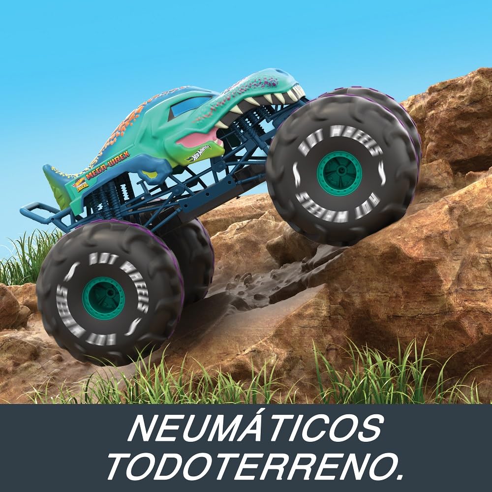 Hot Wheels Monster Trucks Coche Teledirigido Mega-Wrex, a Escala 1:6, camión de Juguete Extragrande con Control Remoto, más de 60cm de Largo, +5 años, HPK28