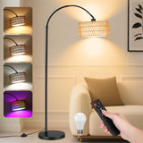 Lámpara de Pie LED Regulable - 9W 900LM Lampara de Pie Arco con Mando & Bombilla E27, Luz para Leer para Salón, Dormitorio, Oficina - Negro