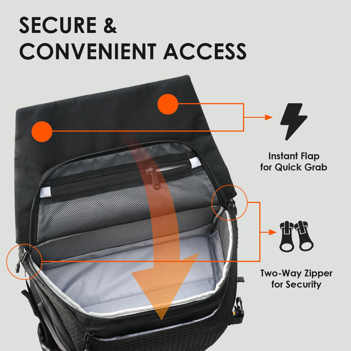 TARION Mochila Fotográfica Grande Profesional - Compartimento Portátil 16'' + Acceso Lateral/Trasero Rápido con Cubierta Impermeable y Cinturón Desmontable - Para Cámaras DSLR Thorner