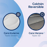 Duérmete Online - Colchón 105 x 200 Viscoelástico Frida con Cara Invierno/Verano, Ergonómico, Confort y Dureza Óptimos, Higiénico y Transpirable, Grosor 30cm