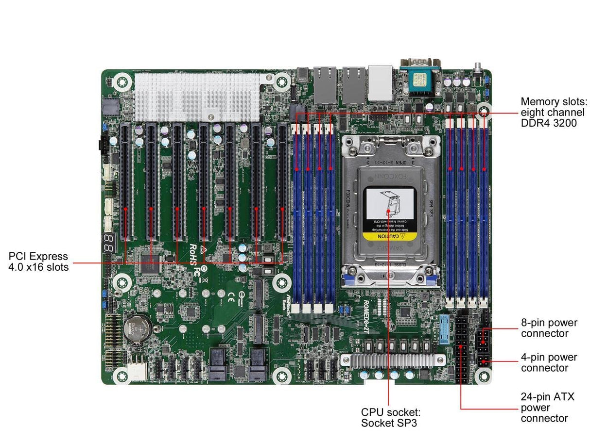ASRock Rack ROMED8-2T - Placa Base - ATX - Socket SP3