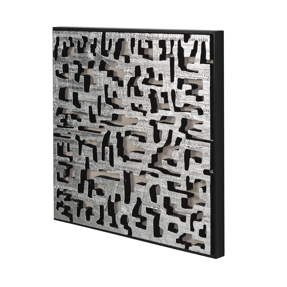 CUADRO 60X6X60 MADERA NEGRO/DM PLATEADO