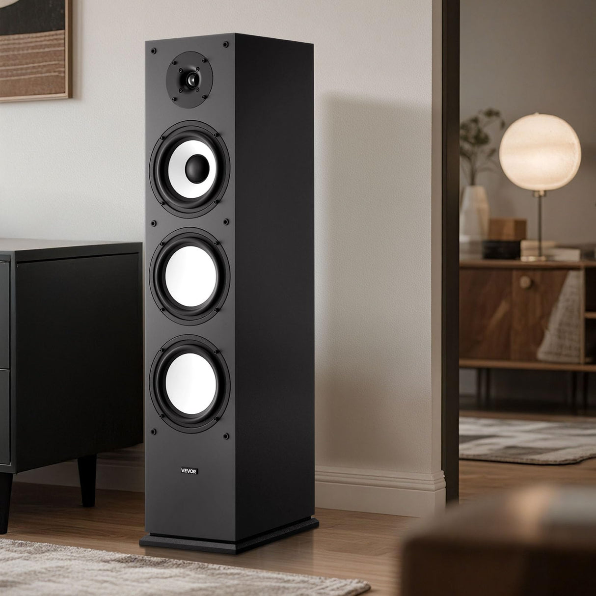 VEVOR Altavoz de Suelo de 2 Vías, con Tweeter de 2,54 cm y Woofer de 16,51 cm, Potencia Máxima de 200 W, Respuesta de Frecuencia de 70 Hz a 20 kHz, Carcasa Robusta de MDF, para Audio Doméstico