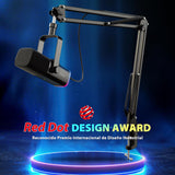 FIFINE XLR Streaming Micrófono Dinámico de Podcast, RGB Gaming Micrófono USB con Soporte Microfono per Ordenador PS4 PS5, para Podcast Estudio Podcasting Grabación