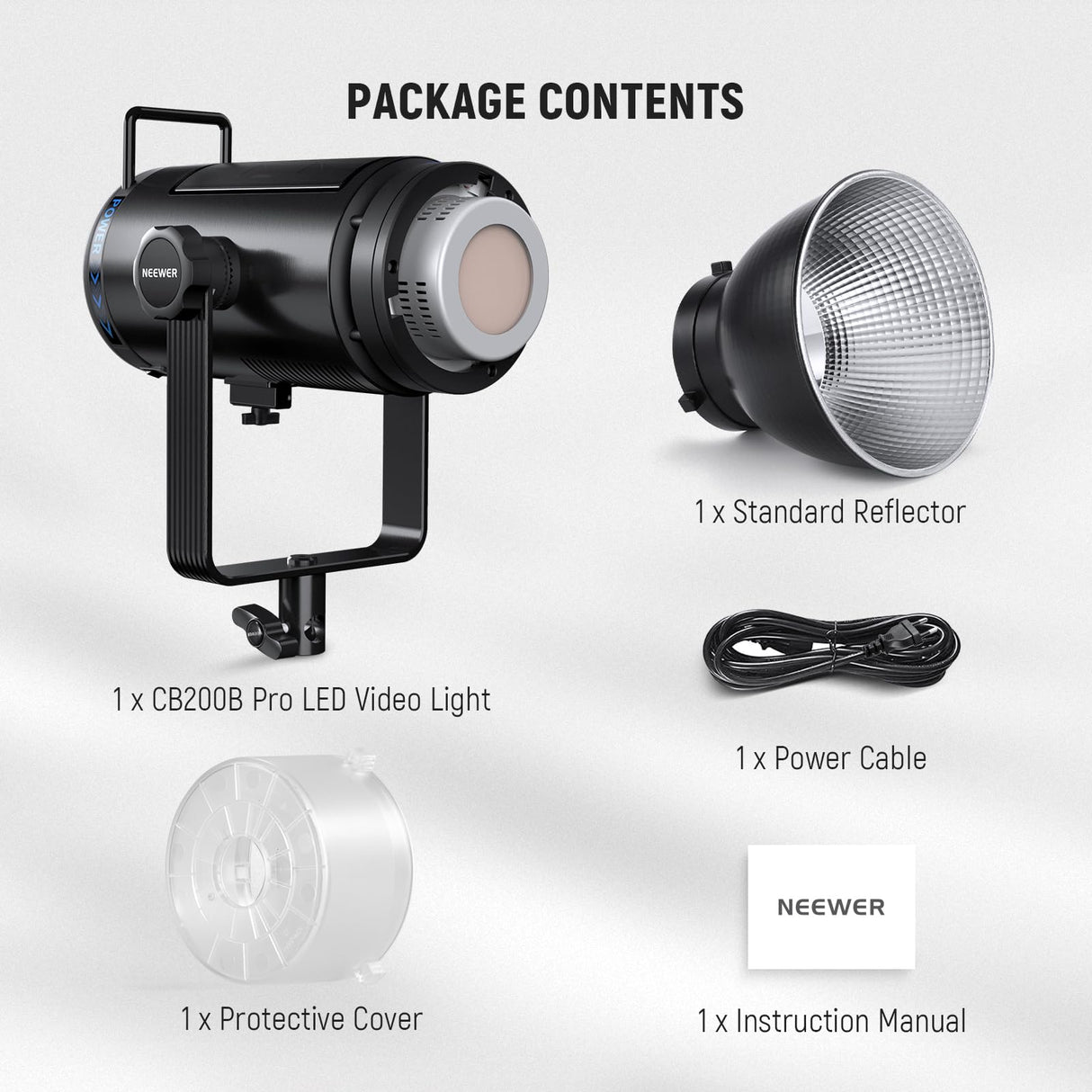 NEEWER 210W Luz Vídeo LED COB con Control 2,4G/App, Luz Continua Iluminación Continua Bicolor 2700K-6500K Grabación Fotografía Estudio con Montaje Bowens, 90000lux/1m, CRI/TLCI97+, GM ±50, CB200B Pro