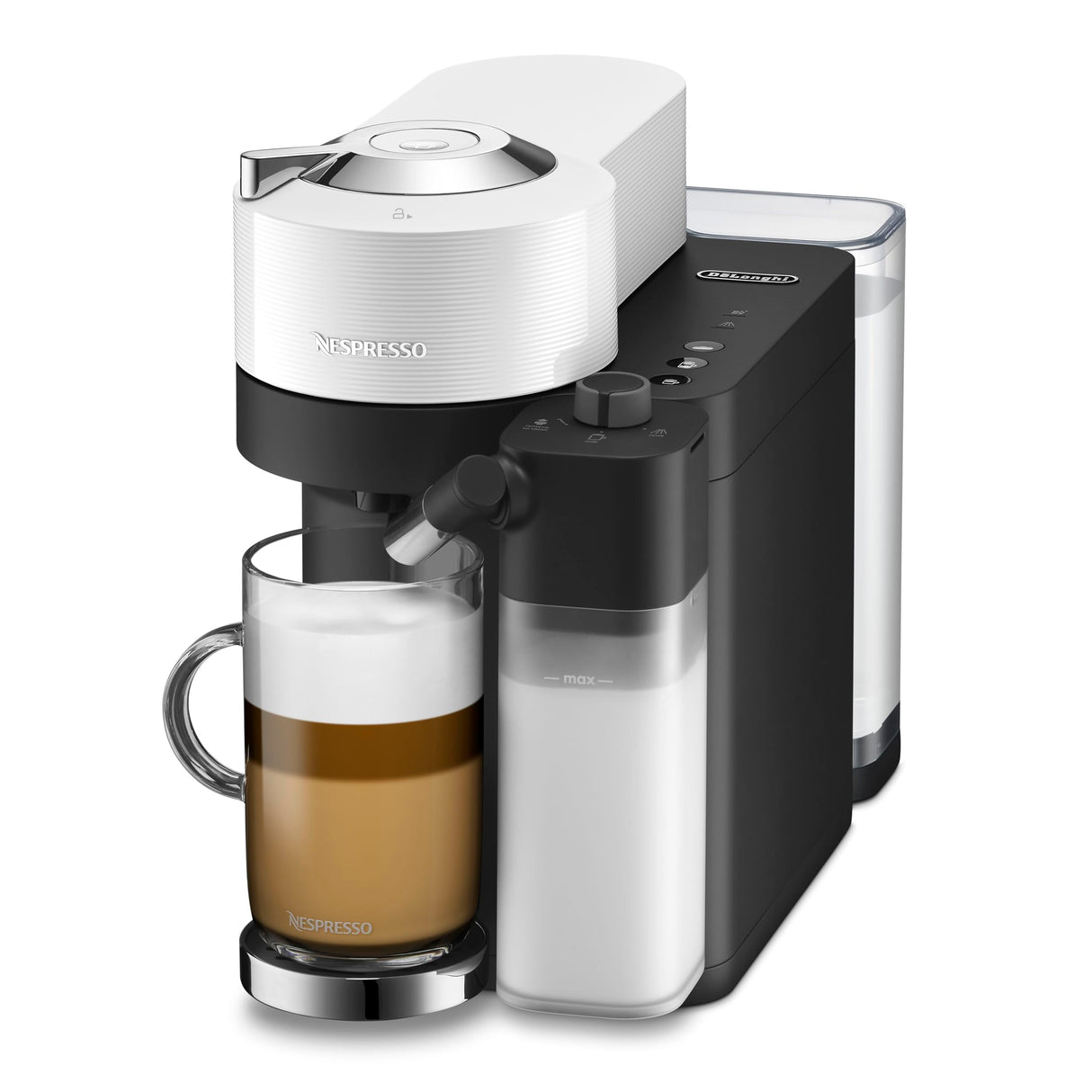 Nespresso De'Longhi Vertuo Lattissima ENV300.W, Máquina de Café Automática con Espumador de Leche Automático, Cafetera de Cápsulas de Servicio Individual, 5 Tamaños de Taza, 1500W, Blanco