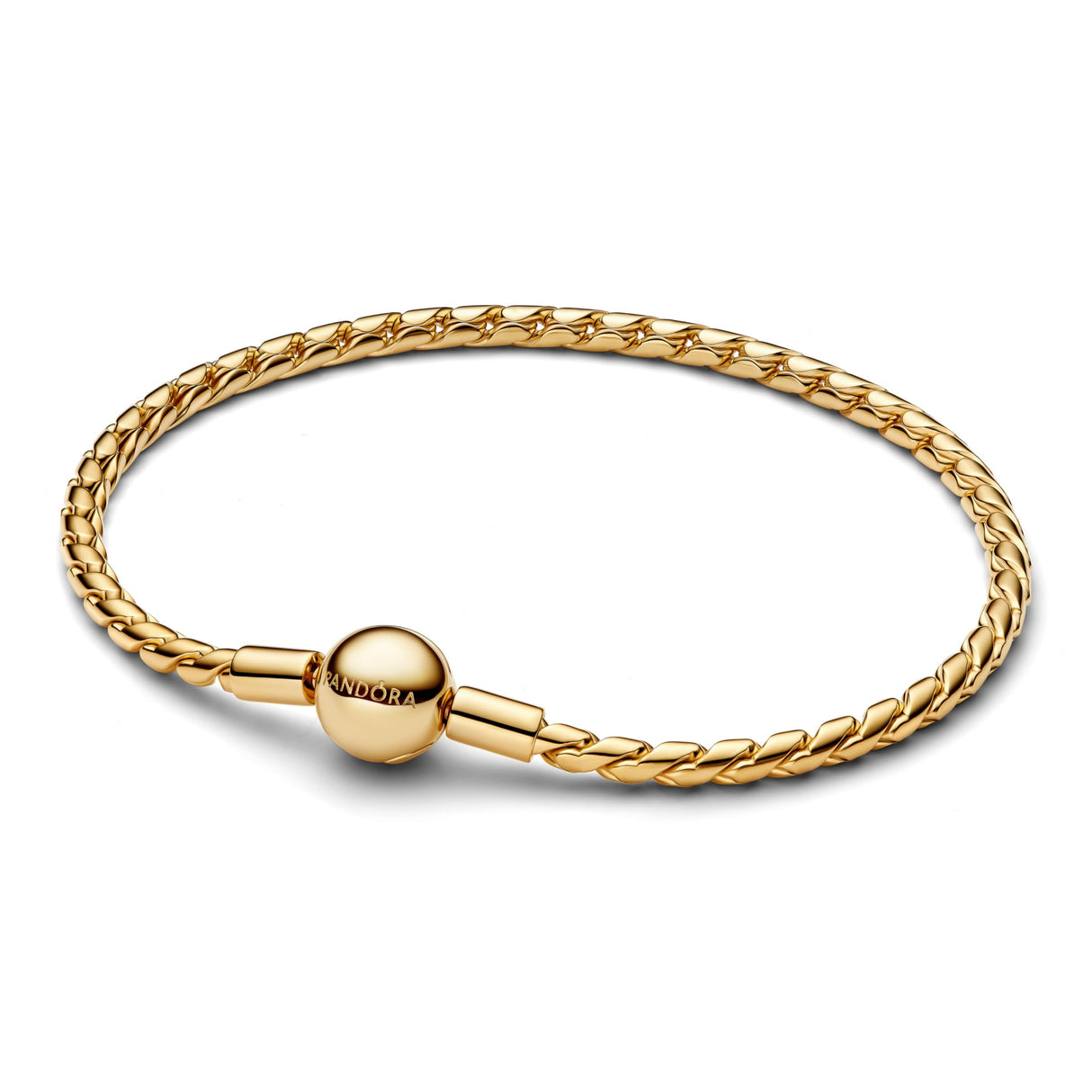 PANDORA Moments 564028C00-21 - Pulsera de plata de ley con aleación de metal chapada en oro de 14 quilates, compatible con Moments, tamaño: 21 cm