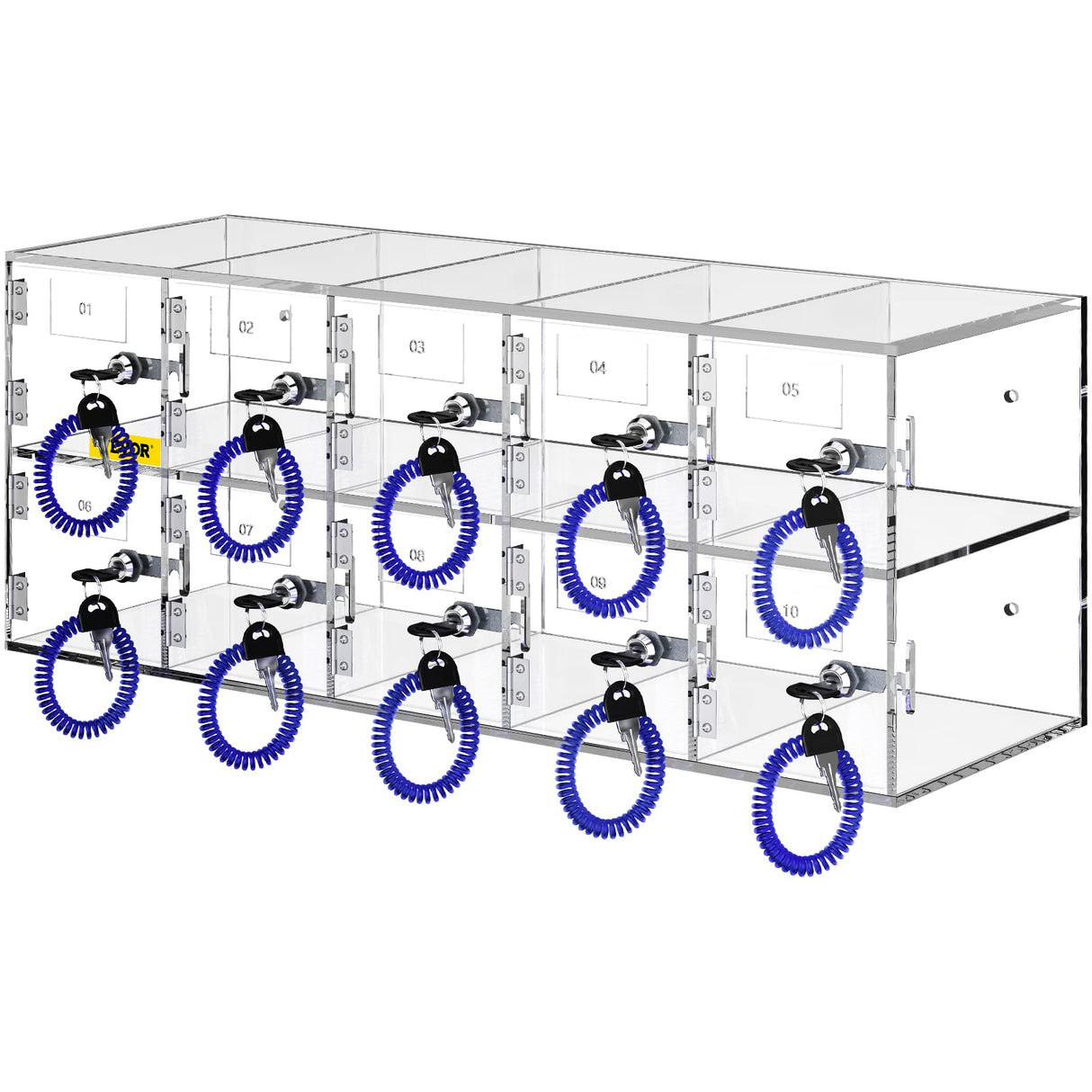 VEVOR Armario de Almacenamiento para teléfono móvil Cabina telefónica de acrílico con Cerradura 10 Ranuras 53x18x21,5 cm gabinete de Almacenamiento para teléfono con Llaves para Sala de reunión, Aula