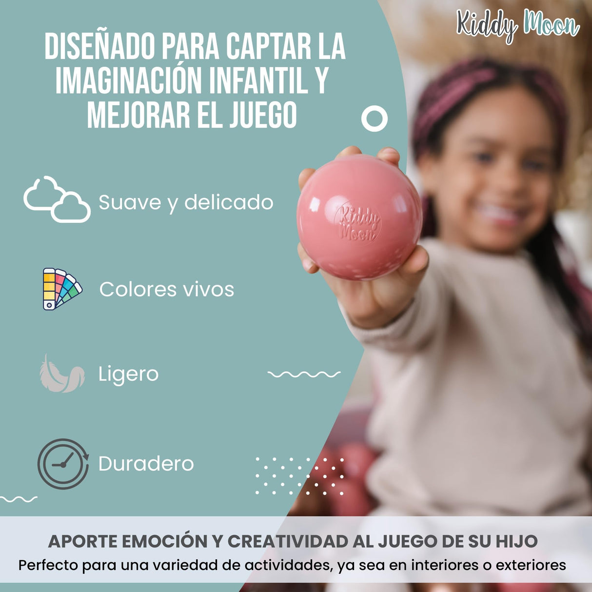 KiddyMoon 700 ∅ 7Cm Bolas Colores De Plástico para Piscina para Niños, Azul Celeste