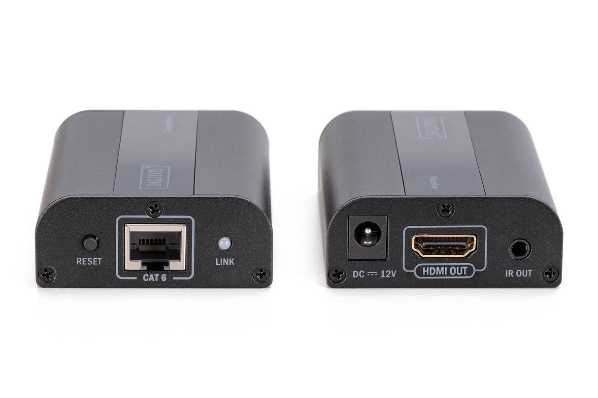 DIGITUS DS-55204 Extensor HDMI - UHD 4K 60 Hz - 70 m mediante cable LAN - Set: Transmisor y Receptor - IR Infrarrojos - HDCP 2.2