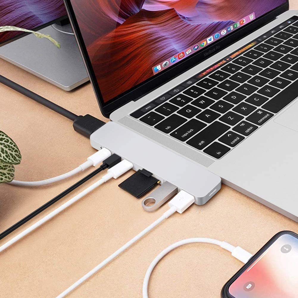 Hyper Pro - 8 en 2 con 8 HDMI 4K USB 3.0 USB-C Mini DisplayPort y Lector de Tarjetas SD y Micro SD - Plata