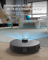 LEFANT M1 Robot Aspirador y Fregasuelos con mapeo, 5500Pa, 200 Min, Navegación Láser (LDS), Zona Prohibida, Aspirador Robot de 32 cm, Control WiFi/App/Alexa - Ideal para el Hogar Inteligente, Gris