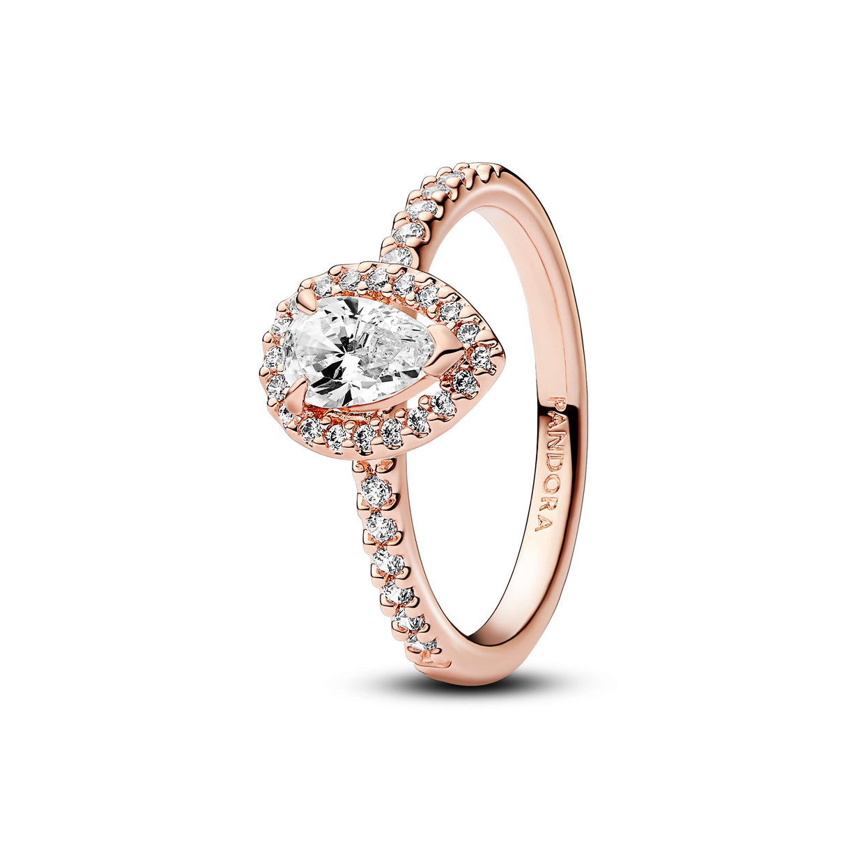 Pandora Timeless Anillo chapado en oro rosa de 14 quilates con circonitas cúbicas transparentes, talla 54