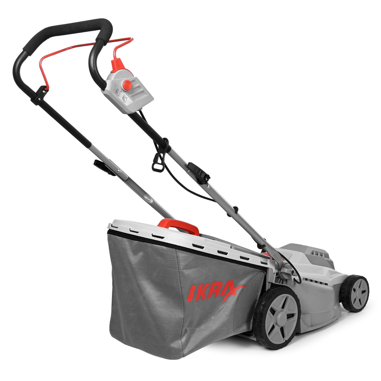 IKRA cortacésped eléctrico IERM 1638-1, 1600W, 5 Posiciones de Ajuste de Altura de Corte 30-75mm, Ancho de Corte 38cm