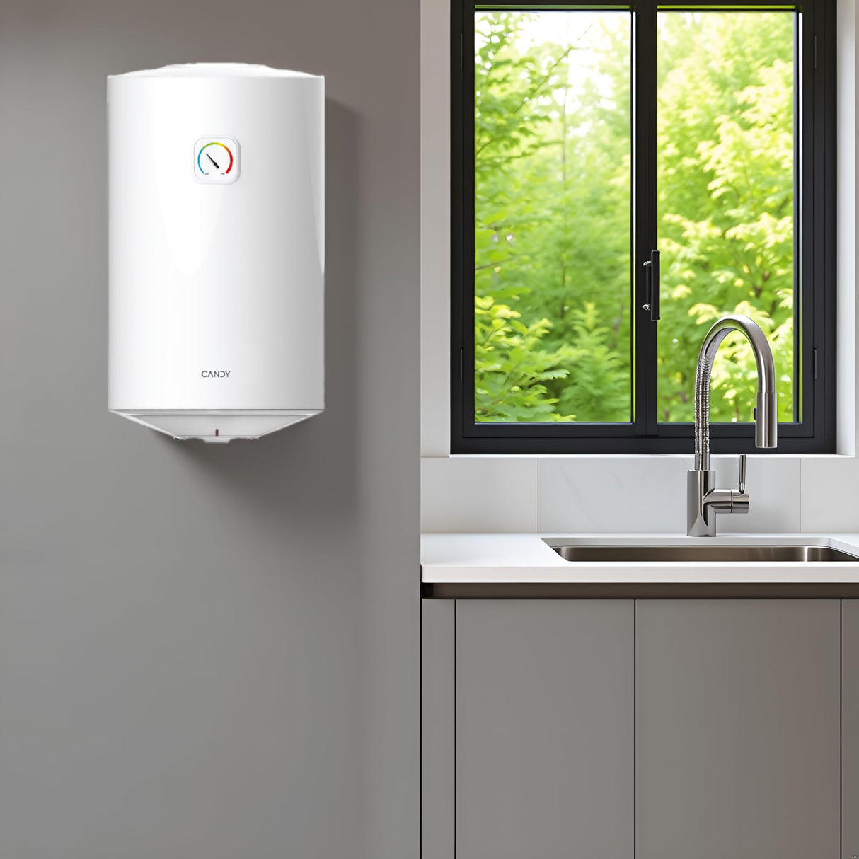 Candy CTR30RS/E, Termo Eléctrico, Vertical, 30 litros,1500W, 75ºC, Termostato Externo Ajustable, Blanco