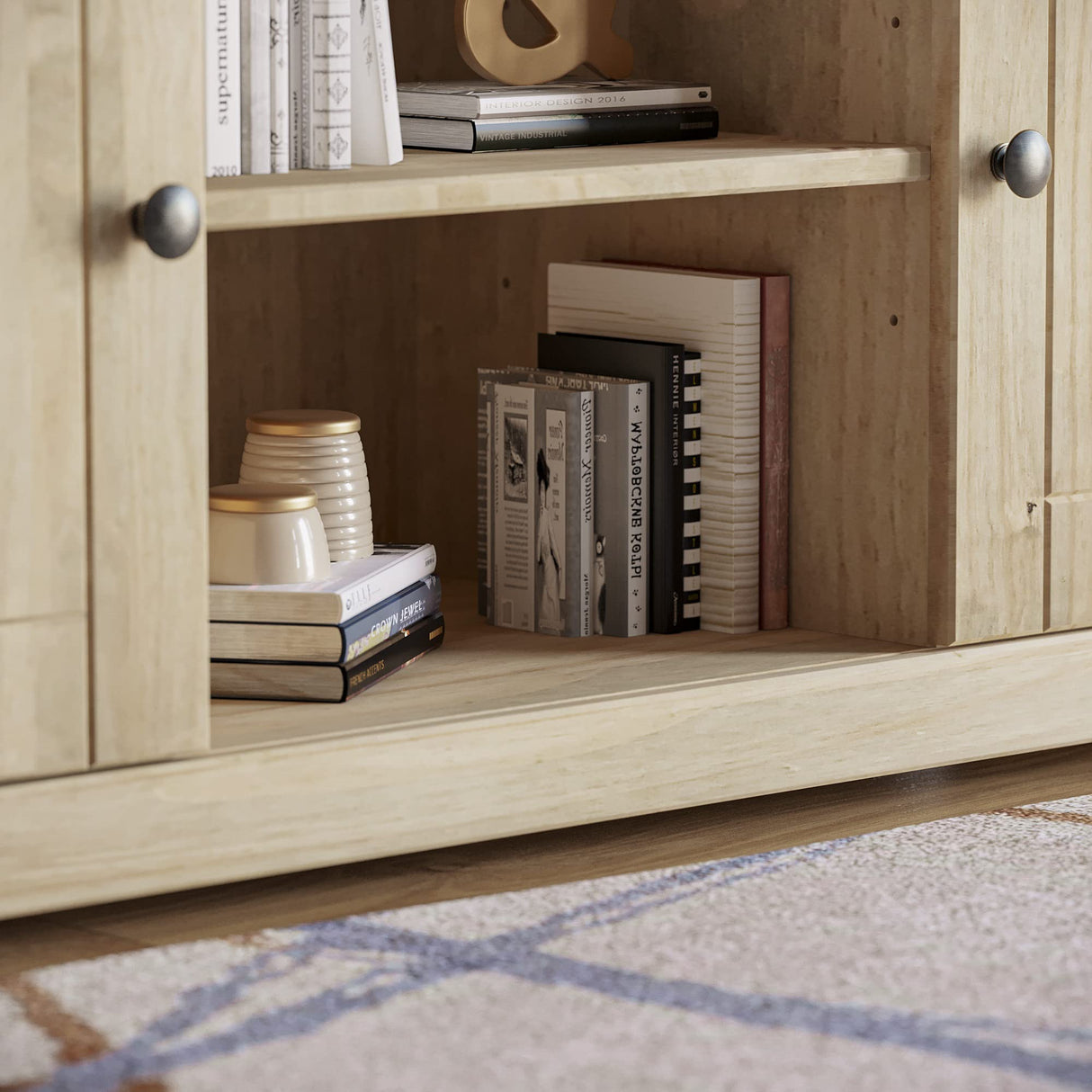 Panama Mueble para televisor con 2 Puertas y 1 Estante, Madera, Beige, Dimensions (L*W*H): 120 x 40.0 x 50 cm
