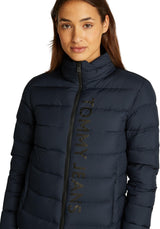 Tommy Jeans Cazadora de plumas Mujer Down Printed con cuello alto, Azul (Dark Night Navy), M