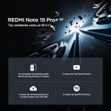 XIAOMI REDMI Note 15 Pro+ 5G - Smartphone de 8+256GB, Pantalla AMOLED 6,83" 1.5K AMOLED, Snapdragon 7s Gen 4, cámara de 200 MP, Hypercharge 100W, Cargador no Incluido, Negro (Versión ES)