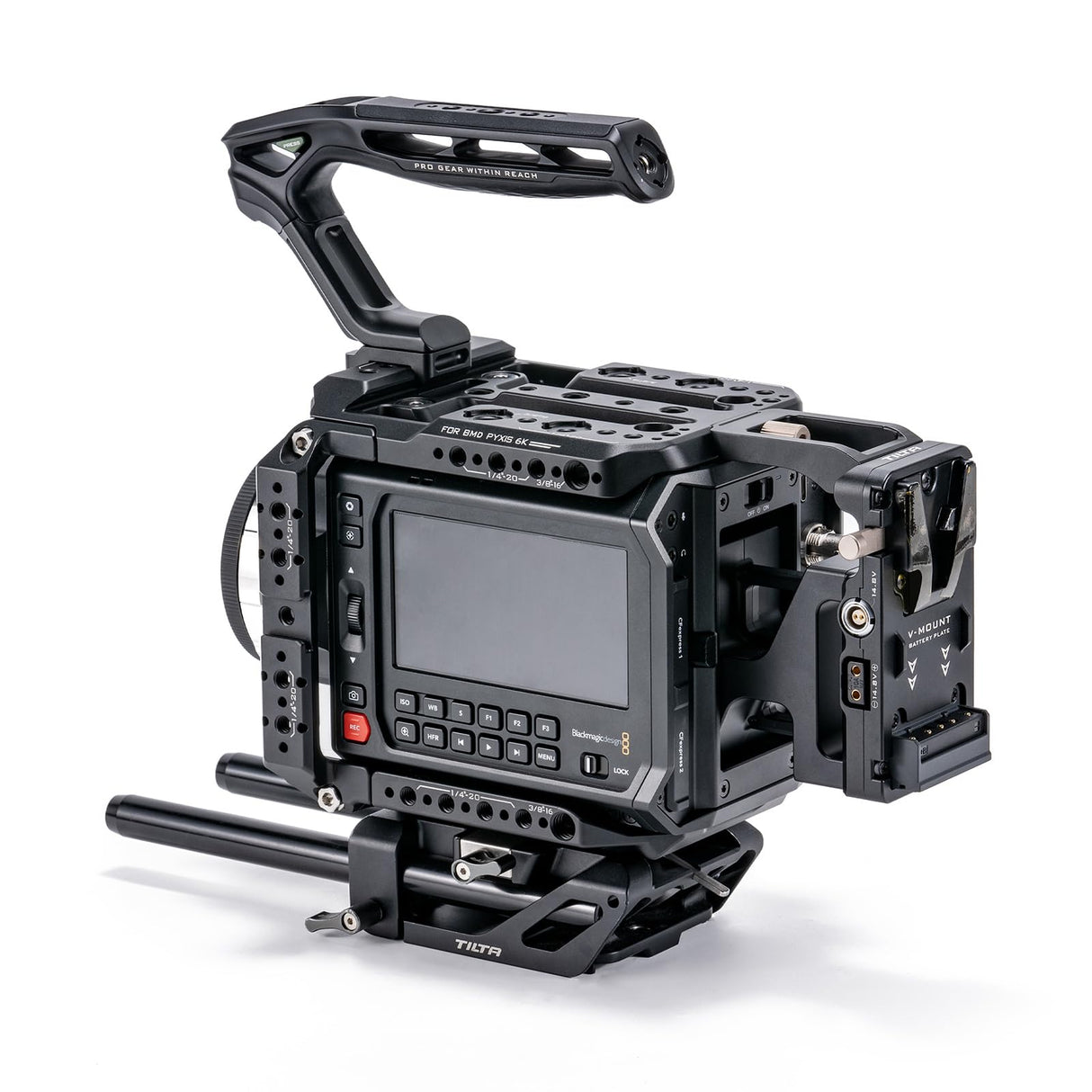 Tilta Pyxis - Jaula para cámara 6K Compatible con Pyxis 6K Pro Kit con Mango Superior, Placa Base, Placa de batería, Montaje en V ES-T21-B-V