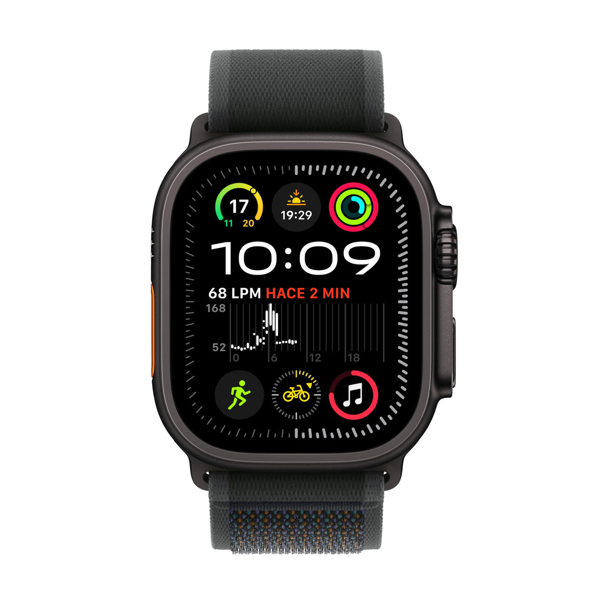 Apple Watch Ultra 2 GPS + Cellular Smartwatch, Reloj Deportivo con Caja de Titanio Negro Resistente de 49 mm y Correa Loop Trail Negro - Talla S/M. Monitor de entreno y Neutro en Carbono