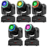 Audibax Boston 30 - Cabeza Móvil para Discoteca Con Anillo LED - Luces DJ - Foco Profesional Móvil - Cuenta Con 1 Luz de 30W y Anillo de Colores - Flash Discoteca