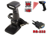 KALEA-INFORMATIQUE Escáner de Mano para códigos de Barras Tipo EAN y códigos 2D Tipo QR. Conexión Serie COM RS232. Suministrado con Soporte, Parpadeo automático