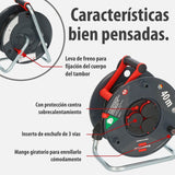 Brennenstuhl Enrollacables Garant V2 IP44 40m exterior (Made in Germany, 3 tomas de corriente con contacto de puesta a tierra, plástico especial)