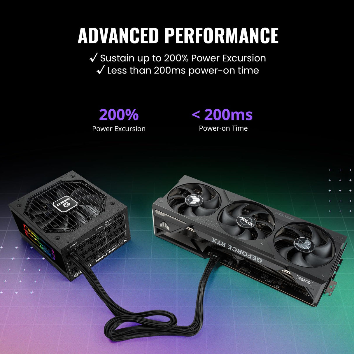 Fuente de alimentación ENERMAX Revolution D.F. X ARGB ATX3.0 PCI-e 5.0 Compact Gaming&Streaming PC 1650W 80Plus Gold (Totalmente Modular, 2X 12VHPWR, Semi-sin Ventilador), ERT1650EWT, Negro