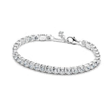 PANDORA Pulsera de tenis para mujer, plata y circonita, 593539C01, 18cm, Plata de ley, Circonita cúbica