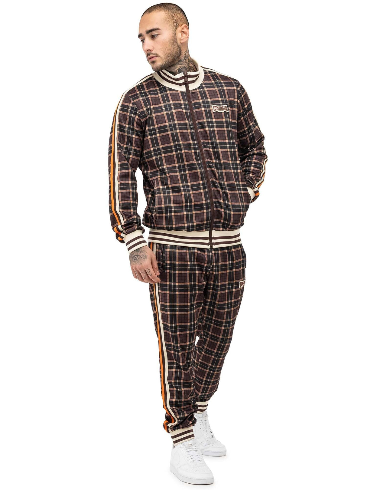 Lonsdale Hedley Chándal, Marrón/Crudo/Naranja, XXXL para Hombre