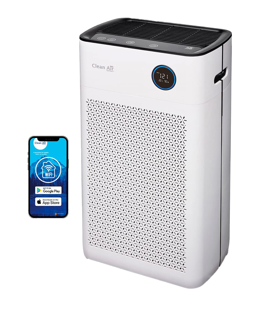 Clean Air Optima CA-509Pro SMART Purificador de aire inteligente HEPA UV-C - Ventilador muy silencioso < 10 dB(A) - 400 m³ de aire sin partículas por hora - Adecuado para habitaciones de hasta 90