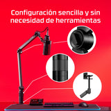HyperX Caster - Brazo para micrófono y cámara, soporte, streaming y creación de contenido, hasta 1kg de peso, Negro