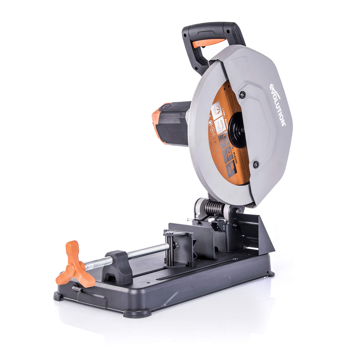 Evolution Power Tools - R355CPS Sierra tronzadora multimaterial, Corta acero dulce, aluminio, plástico, incluso madera con clavos incrustados, 355 mm