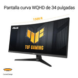 ASUS TUF Gaming VG34VQ3B - Monitor Gaming de 34 Pulgadas WQHD (3440x1440), Curvo, 180 Hz, ELMB Sync, FreeSync Premium, 1 ms MPRT, 90% DCI-P3, DisplayWidget Center
