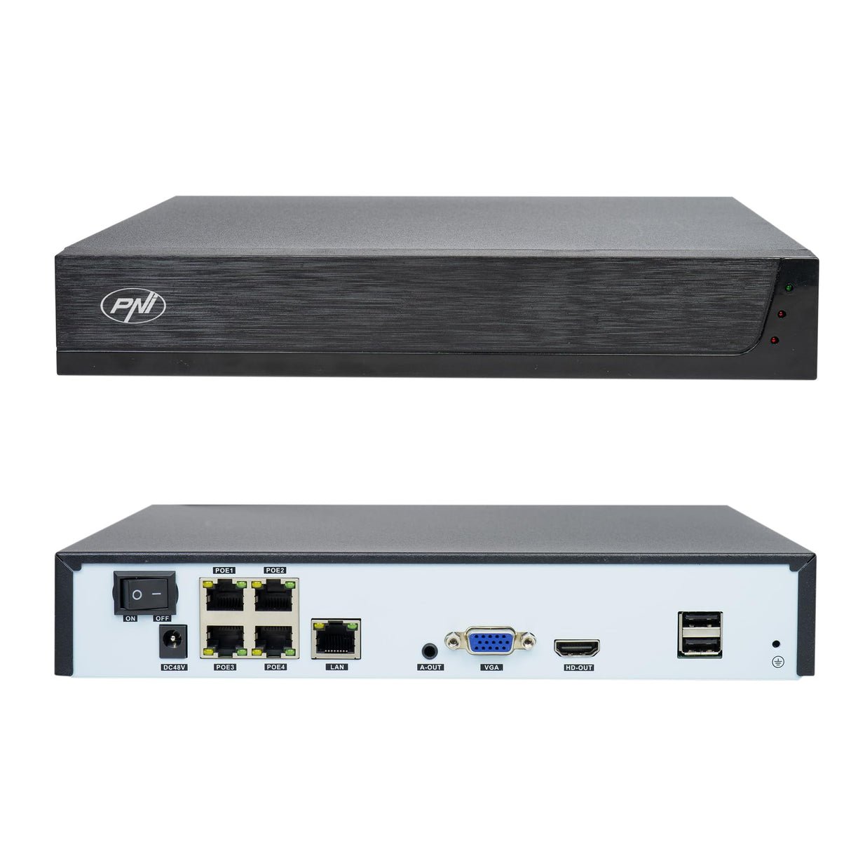 PNI House IPMAX PoE 3LR Kit de videovigilancia, NVR con 4 Puertos PoE con 4 cámaras IP de 3 MP, Exterior y Disco Duro PNI SafeHouse de 1 TB Incluido