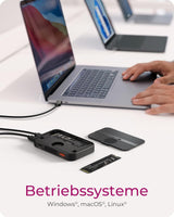 ICY BOX USB-C DockingStation M.2 SSD/NVMe & SATA Carcasa USB 3.2 (10 Gbps), sin Herramientas, HDMI 4K, Lector de Tarjetas, Power Delivery 100 W, Externo, Plug & Play, Negro, IB-DK4071M-CU31