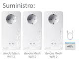 devolo Adaptador de Red WiFi, Kit multisala WiFi 2 de Malla, hasta 1200 Mbit/s, Red de Malla WiFi, 6 Puertos Gigabit LAN, Enchufe WLAN, dLAN 2.0, Color Blanco